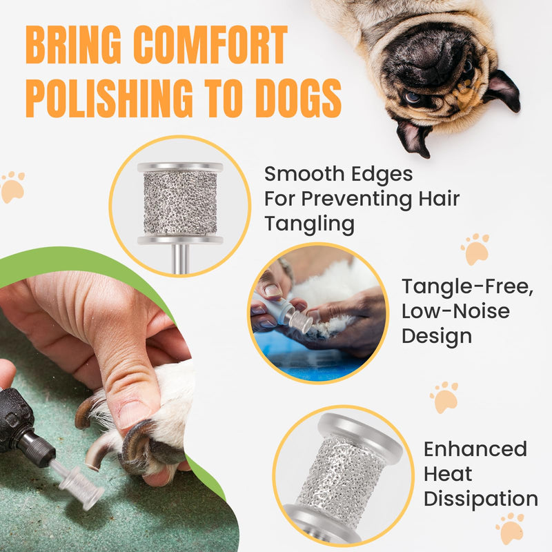 CAELUM 2Pack Diamond-Coated Pet Nail Grinder Bits, Dual Grit for Large & Small Dogs, 1/8” Shank for Dremel Nail Tools, Low Noise, Durable Nail Trimmer for Dogs, Top & Side Grinding 2pcs-60/120Grit+80/120Grit - PawsPlanet Australia