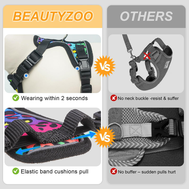 BEAUTYZOO Escape Proof Cat Harness and Leash for Walking, Soft Adjustable Cute Vest for Small to Large Cats, Reflective Breathable Easy-Control Outdoor Jacket, Kitten Harness and Leash Set, Leopard, M Medium (Chest: 16 - 20") Leopard Print