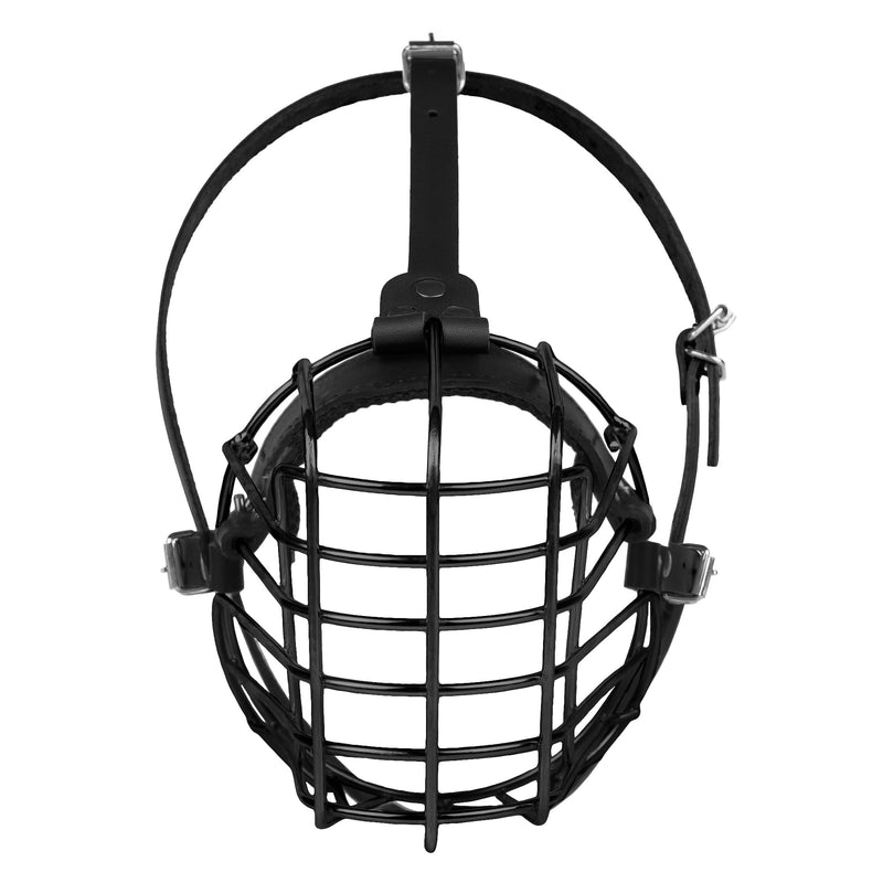 German Shepherd Dog Muzzle Metal Basket for Medium Large Dogs Adjustable Durable Leather Straps Secure Wire Mask for Biting Chewing Barking (Black, L - Size)