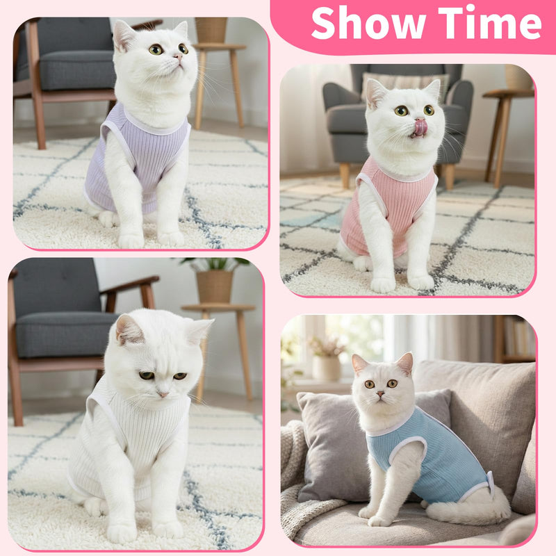 Coppthinktu Cat Recovery Suit Cat Onesie, Breathable Anti-Licking Cat Surgery Recovery Suit Female, Kitten Spay Recovery Suit for Cats After Surgery, Cats Surgical Body Suits for Abdominal Wounds Purple Small