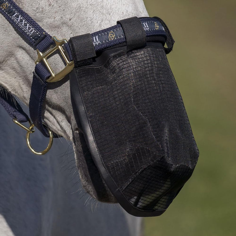 Horze Durable Mesh Nose Cover Fly Mask - Protection Against Flies, Insects, and Dust - Black - Horse