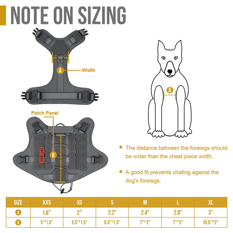 OneTigris Dog Harness, Adjustable Tactical Dog Harness with Handle Full Body Dog Vest for Hiking Training Outdoor Dogs(Grey,Small) S Grey - PawsPlanet Australia