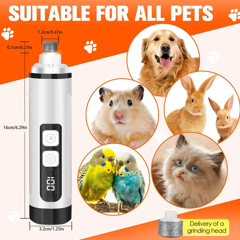 Dog Nail Trimmers Ultra Quiet Electric Pet Dog Nail Clippers Cat Nail Clipper with Led Lights Nail Grinder High Speed Nail File Electric Clippers for Grooming Small, Medium,Large Dogs and Cats (white) White - PawsPlanet Australia