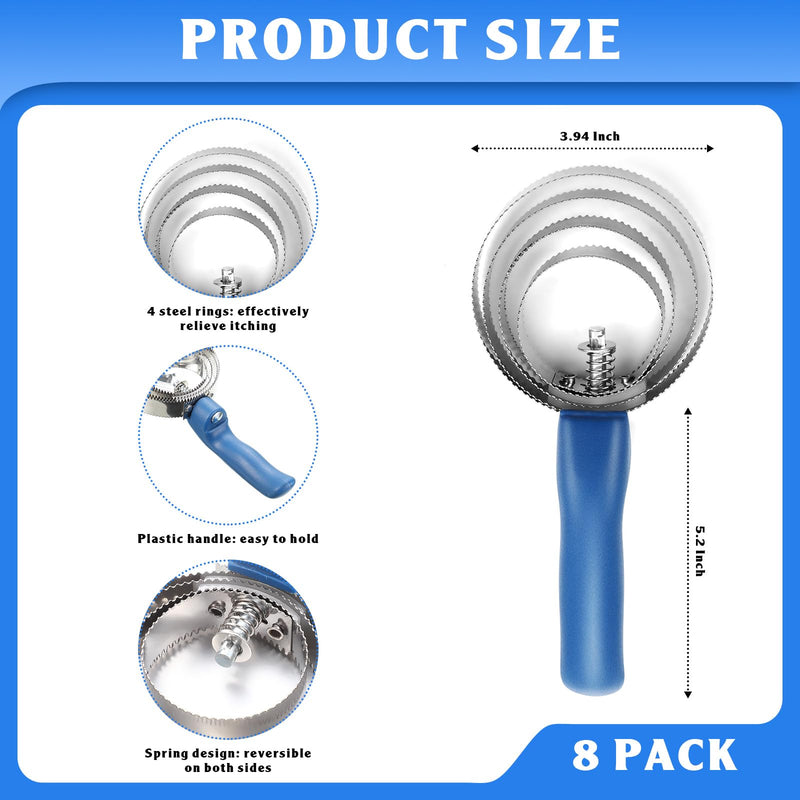 Tanlade 8 Pack 4 Rings Curry Comb Horse Brush Metal Curry Brush Derby Party Supplies Reversible Stainless Steel Curry Comb Scraper with Comfortable Grip for Cow Sheep Pet Dog Goat Horse, Blue - PawsPlanet Australia