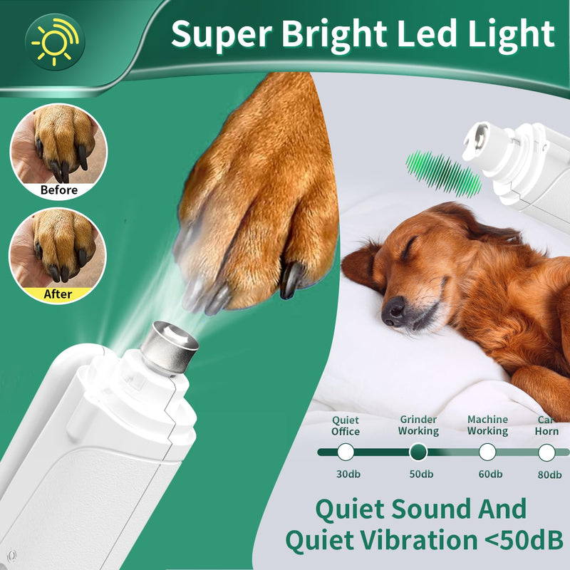 2-in-1 Dog Nail Grinder & Dog Nail Clippers Trimmers for Large Medium Small Dogs Cats Pets Claw Trimmer Quick Sensor and Safety Guard USB Rechargeable with 2 LED Lights - PawsPlanet Australia
