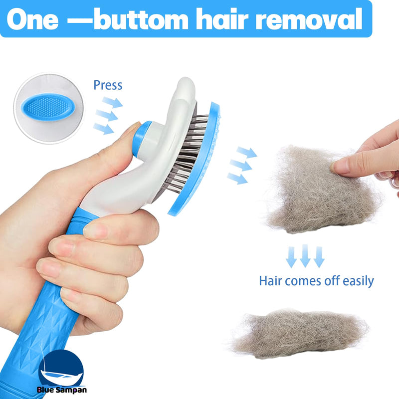 Cat Brush for Shedding, Self Cleaning Slicker Brush, Soft Silicone Self Cleaning Brush for Short and Long Haired Cats for Grooming and Massaging gray - PawsPlanet Australia