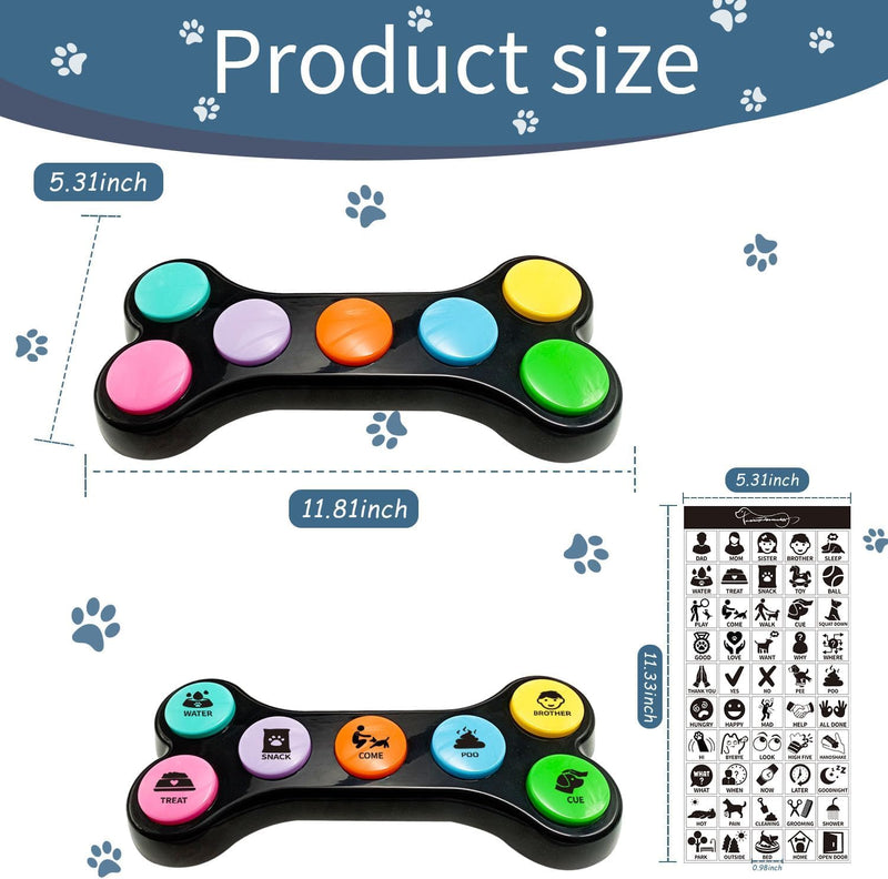 RIBOSY Dog Buttons for Communication, 7 in 1 Dog Talking Button Set, Recordable Training Buzzers for Dogs with 50 Scene Stickers (Battery Included) 7 In 1 Dog Buttons Set (Black) - PawsPlanet Australia