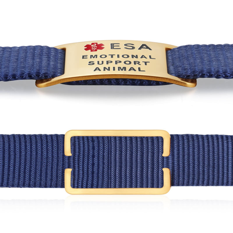 ESA Dog Tag – Surgical Steel, Non-Slip Grip, Deep Engraved & Hand Enamel ESA ID – Fits 1” Collar, Silent - Extra Large Slide-On ID Badge for Collar or Harness Slider: Medium 3/4 inch collars Pvd Gold - PawsPlanet Australia