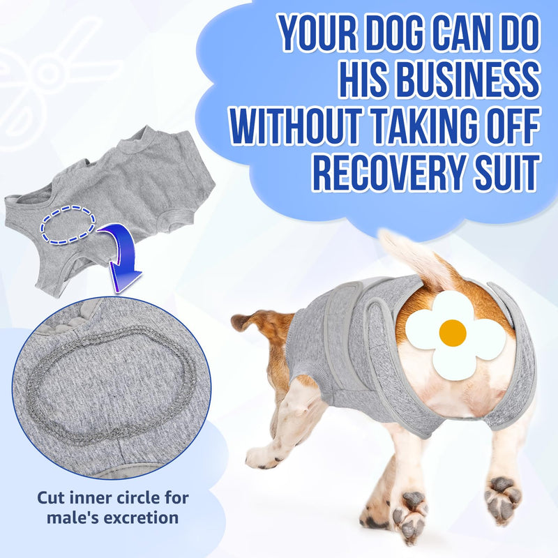 SlowTon Dog Surgery Recovery Suit - Zipper On Dog Onesies After Surgery for Female Male Dog, Abdominal Wounds Bandages Cone/E-Collar Alternative Dog Body Suit (Grey, XL)