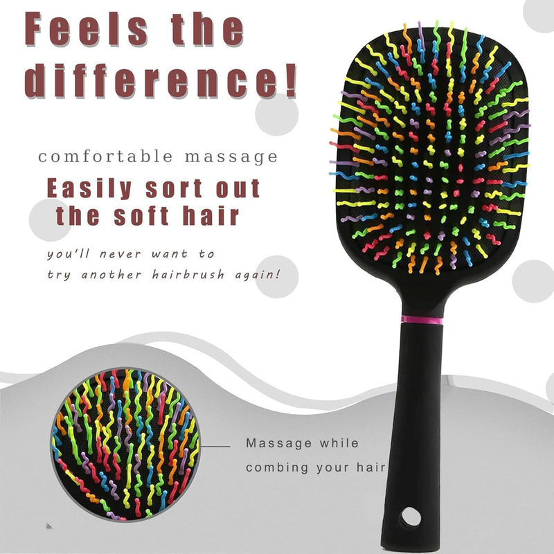 1000RB Rainbow Paddle Mane and Tail Brush Detangler Plastic Forky Comb for Horses