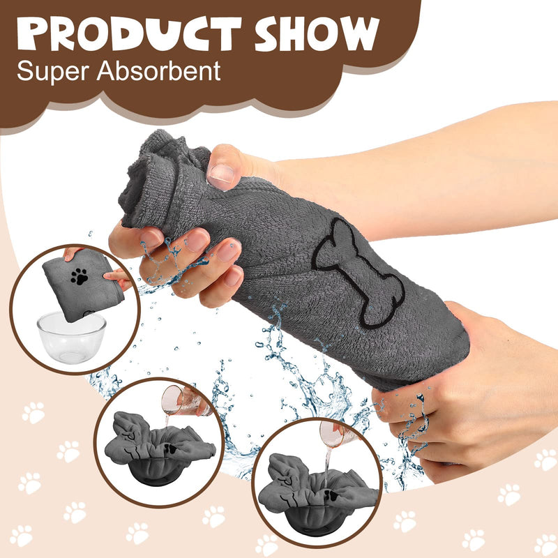Chumia 4 Pcs Dog Towels for Drying Dog Puppy Bulk Microfiber Absorbent Paw Towel Pet Bathing Supplies Quick Drying for Medium Cats Pets Shower(24 x 40 Inch,Gray) 24 x 40 Inch Gray - PawsPlanet Australia