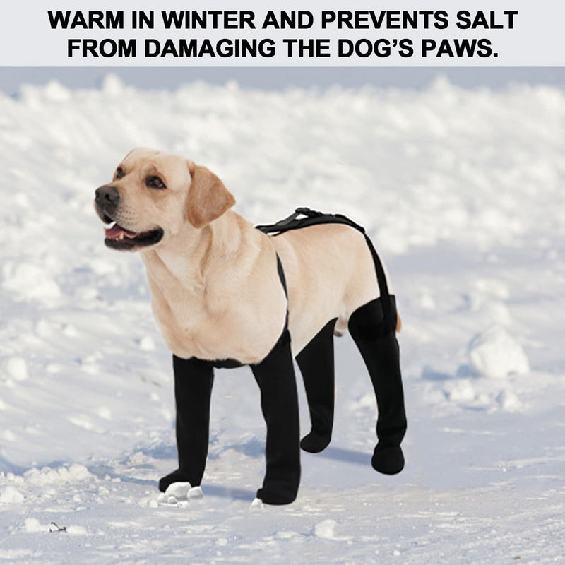COODEO Dog Socks to Prevent Licking Paws, Waterproof Boots for All Four Legs with Non-Slip Soles, Protective Paw Covers for Wounds, Licking Prevention Shoes for Dogs (Black, L) Black - PawsPlanet Australia