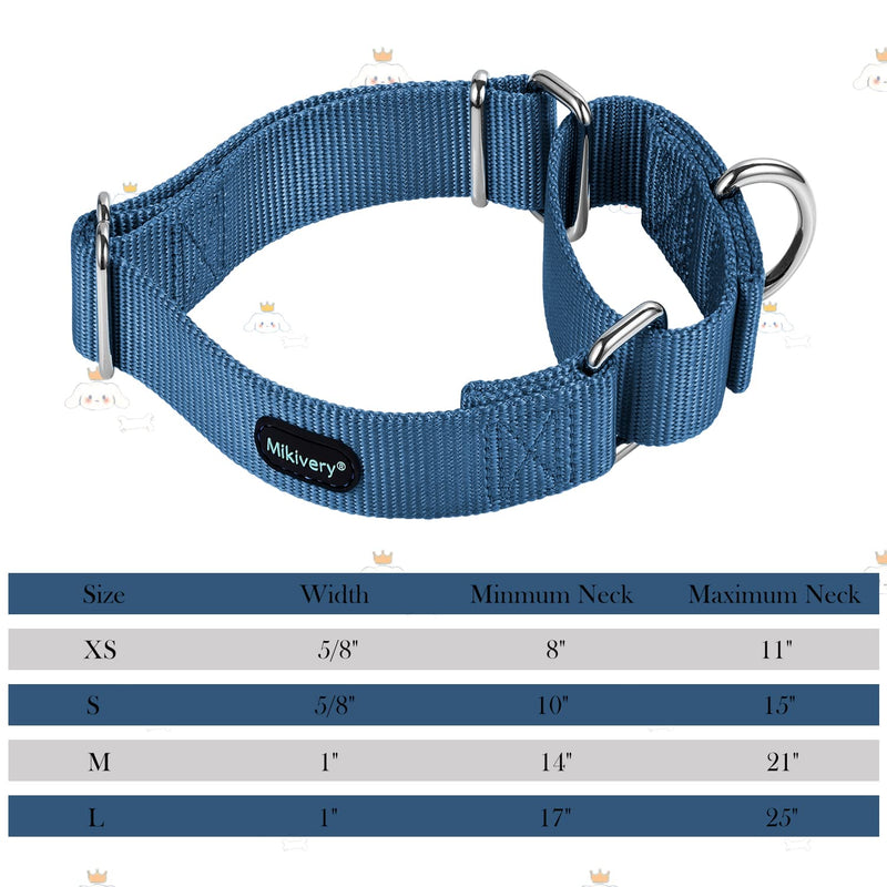 Mikivery Martingale Dog Collar Nylon Adjustable and Safety Training Colourful Comfortable Metal Buckle Pet Collars for Small Medium and Large Dogs(Haze,M) Haze M