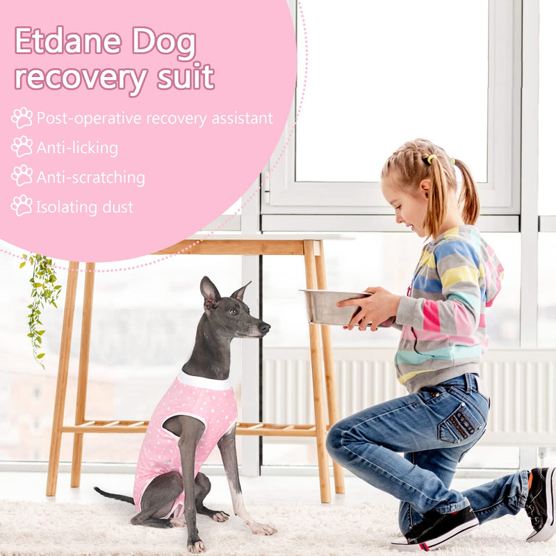 Etdane Dog Recovery Suit for Female Male Dog Onesie for Surgery Dog Surgical Suit After Spayed Dog Neuter Body Suits Fit Small Medium Dog with Pee Hole Pink Star/Small