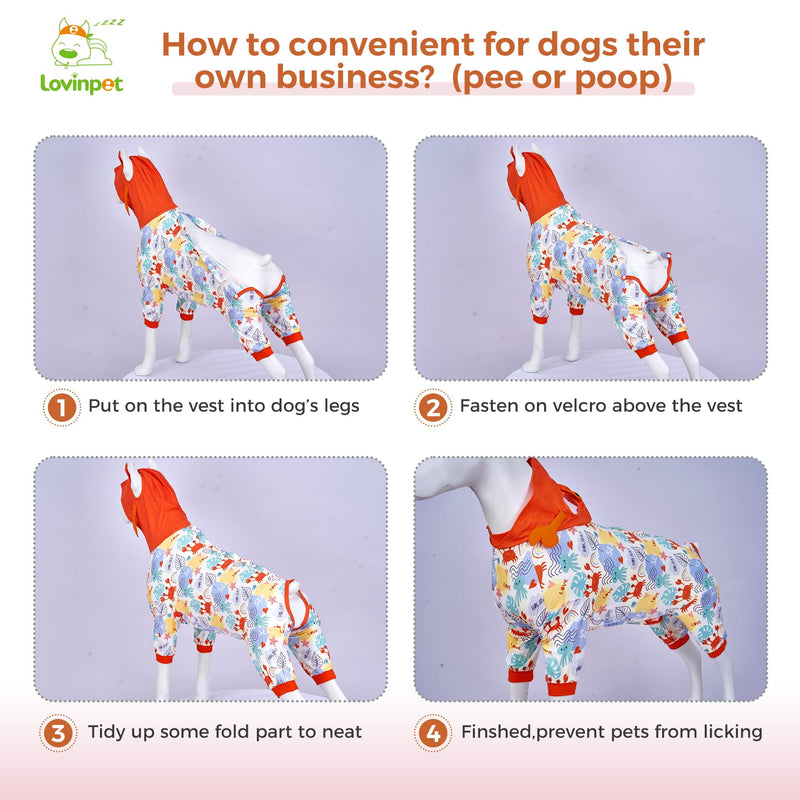 LovinPet Dog Recovery Suit for Large Medium Dogs - Dog Bodysuit for Abdominal Wound After Surgery Anti Licking Abdominal Wound Surgical Clothes Post-Operative Vest E-Collar Alternative,Crab,Red,XL XL Red collar/Blue - PawsPlanet Australia