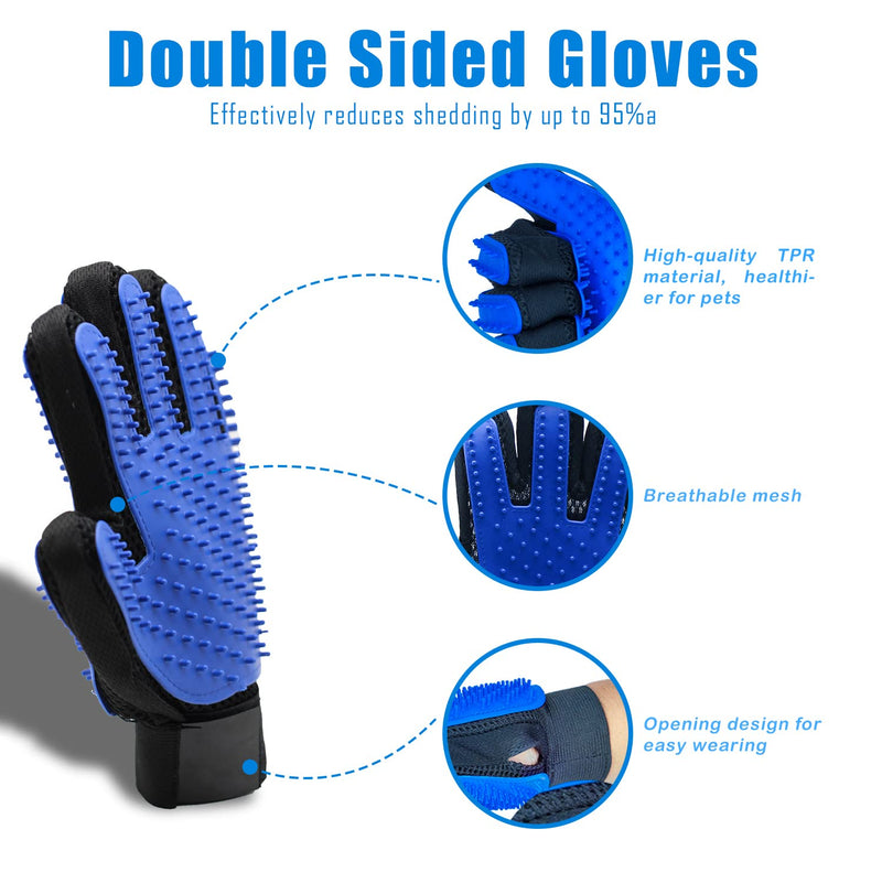 Dog Grooming Kit with Self Cleaning Slicker Brush, Pet Hair Remover Massage Gloves, Shedding Dematting Steel Comb for Long & Short Haired Cats Dogs, 4 Count - PawsPlanet Australia