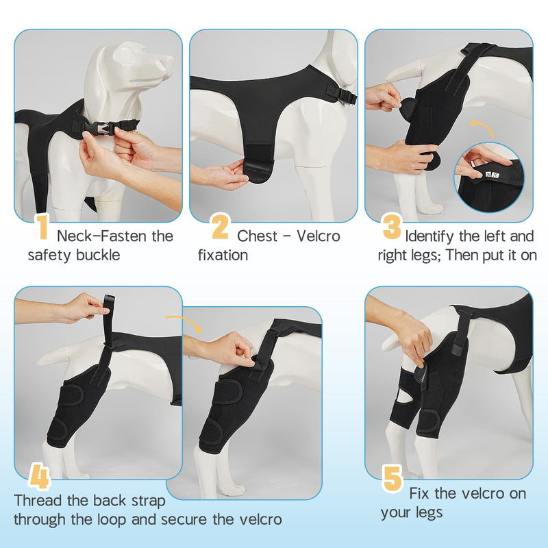 Dog Knee Braces for Back Leg, Adjustable Leg Brace with 2 Stabilizers, Hip Support to Reduces Pain, Ligament Injuries, ACL CCL & Luxating Patella for Small Medium Large Dogs, L-S