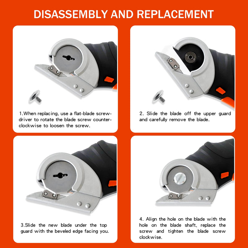 Replacement Rotary Blades Compatible with Worx WX082L 4V ZipSnip Cordless Electric Scissors, WA2300 Replacement Blades Fits RC2600K,RC2601, RC2602, WX080L, WX081L (4 Pcs)