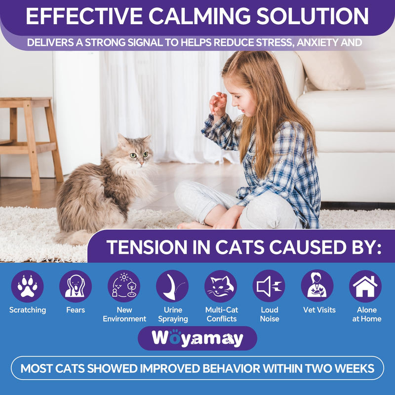 Cat Calming Diffuser Kit - 5-in-1 Cat Pheromone Diffuser for Anxiety & Stress Relief-Includes 1 Diffuser and 4 Refill Vials (48ml each)-Provides 120 Days of Comfort and Relaxation for Your Cat 1 Diffuser, 4 Refills