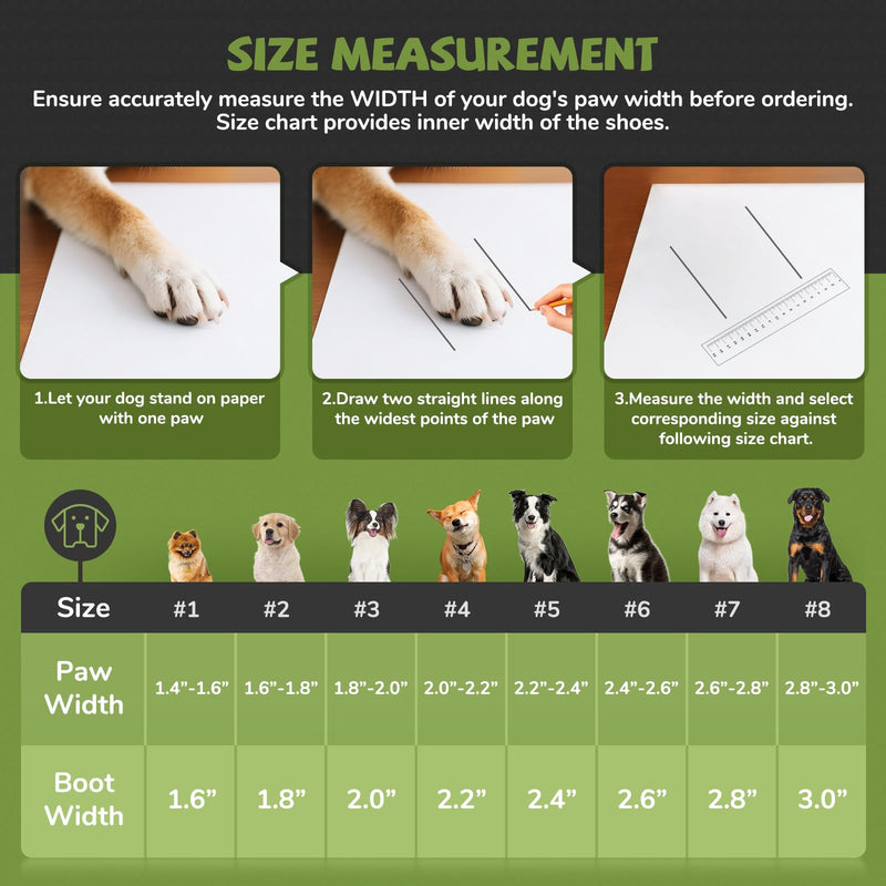 Winter Dog Snow Boots with Fleece Lining, Dog Shoes for Medium Large Size Dogs, Waterproof Dog Booties and Paw Protectors, Anti-Slip & Reflective Dog Shoes for Snow Outdoor, Hiking (Green-Size 5) Green Size 5 (For Width 2.2"-2.4") - PawsPlanet Australia