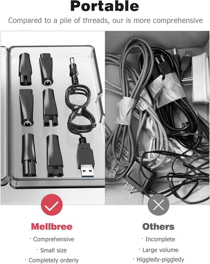 3.7V - 5V Universal Replacement Charger USB for Various Brands Electric Dog Clippers, Electric Shavers, Electric Hairdressers, Hair Clippers, Razor, with 6 Adapter Plug - PawsPlanet Australia