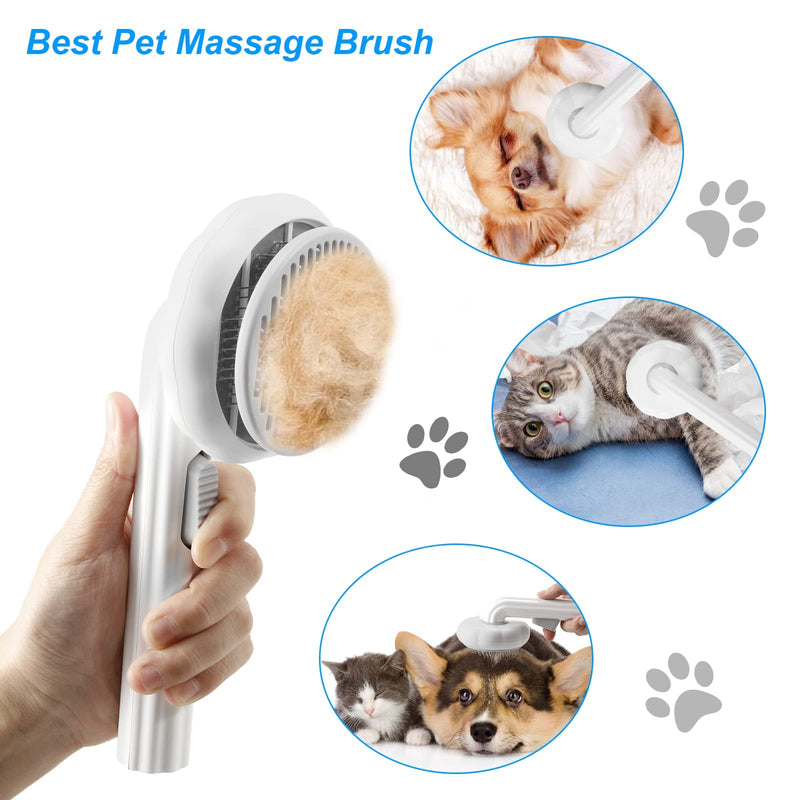 Pet Grooming Brush,Cat Brush for Shedding,Self Cleaning Slicker Brush for Short and Long Haired Dogs Cats Rabbits,Dog Brush Gently Removes Loose Undercoat, Mats and Tangled Hair-Pumpkin White Pumpkin-White - PawsPlanet Australia