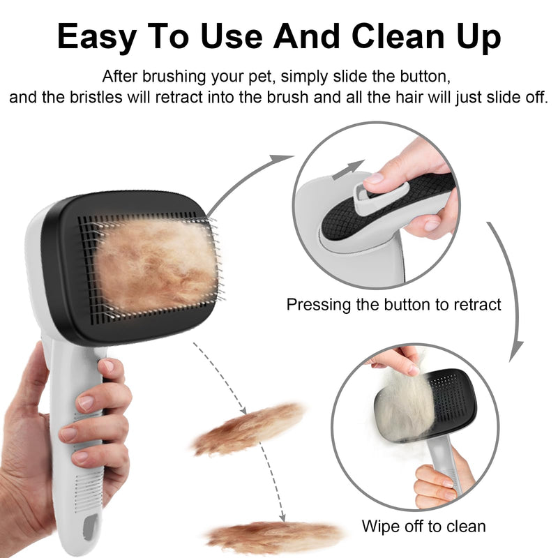 Cat Brushes for Indoor Cats,Skin Friendly Cat Brush for Shedding & Grooming Brush for Long or Short Haired Cats, Easy Clean Retractable Bristles, Grey Grey 1 PCS - PawsPlanet Australia