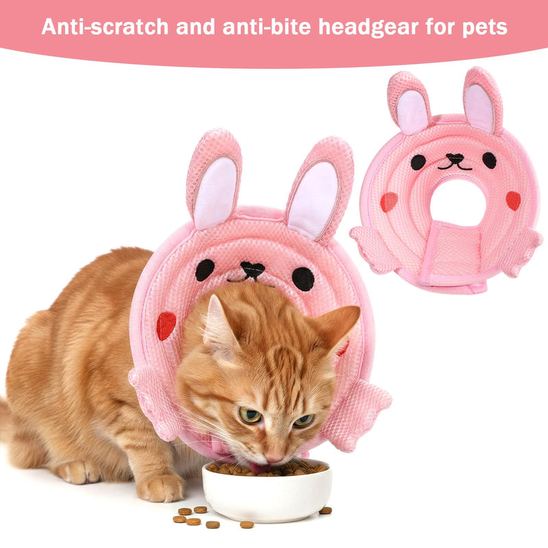 Nogeqi Soft Cone for Cats, Cute Rabbit Shape Cat Donut Collar, Adjustable Pink Cat E Collar, Lightweight Cats Cones to Stop Licking, After Surgery for Pets Small Dogs Kittes(M)