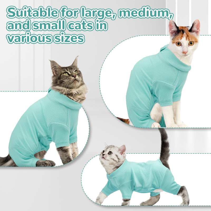 Sticky Hair Cat Clothes, Breathable & Lightweight, Reduces Shedding Fur Pajamas, Full Body Long Sleeve Surgical Bodysuit, Stop Licking & Shedding Blue M Medium - PawsPlanet Australia