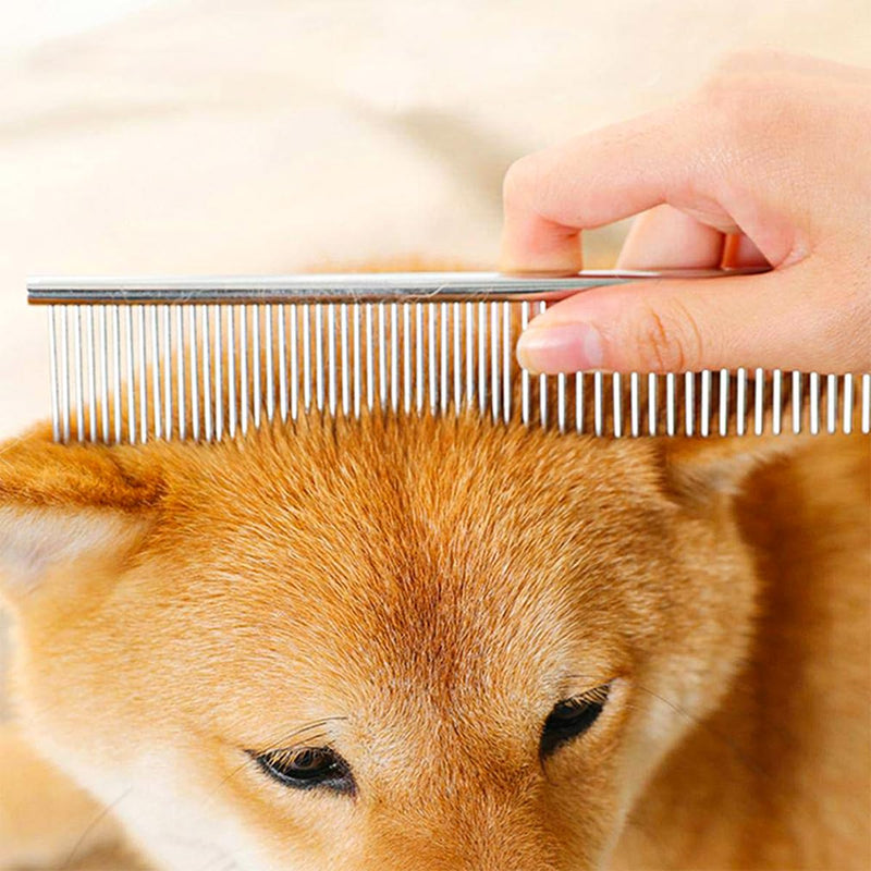 4 PCS Stainless-Steel Comb Dog Combs for Knots, Mats & Loose Hair Removal - Effective Dematting Tool, Comfortable, Lightweight, Portable & Safe for Dogs, Cats & Pets - PawsPlanet Australia