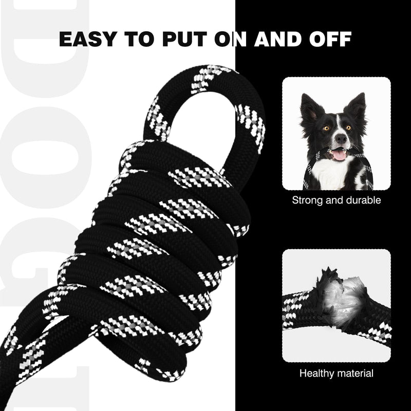 lynxking Slip Lead Dog Leash Reflective, Heavy Duty Comfortable Strong Rope Leash for Large, Medium Dogs, No Pull Pet Training Leash (Black, Large 1/2in x 6ft-Slip Lead) Black - PawsPlanet Australia