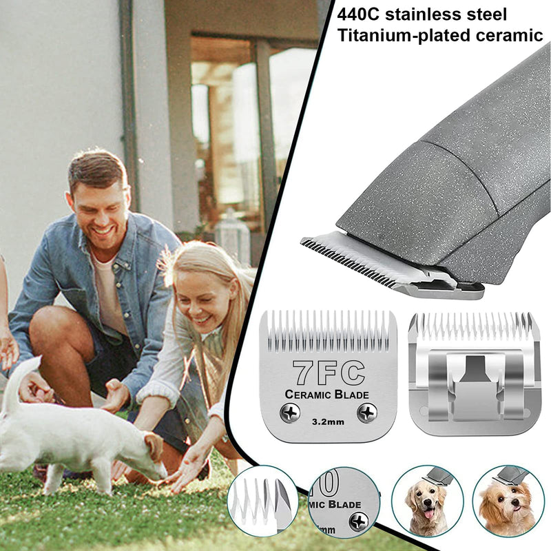 BESTBOMG Pet Clipper Blades Shaving Head Compatible with Oster Animal Clipper, Detachable Stainless Steel Ceramic Blade Compatible with Wahl Clipper Compatible with Andis Dog Clipper (3.2mm 7FC) E 7fc 1pack - PawsPlanet Australia