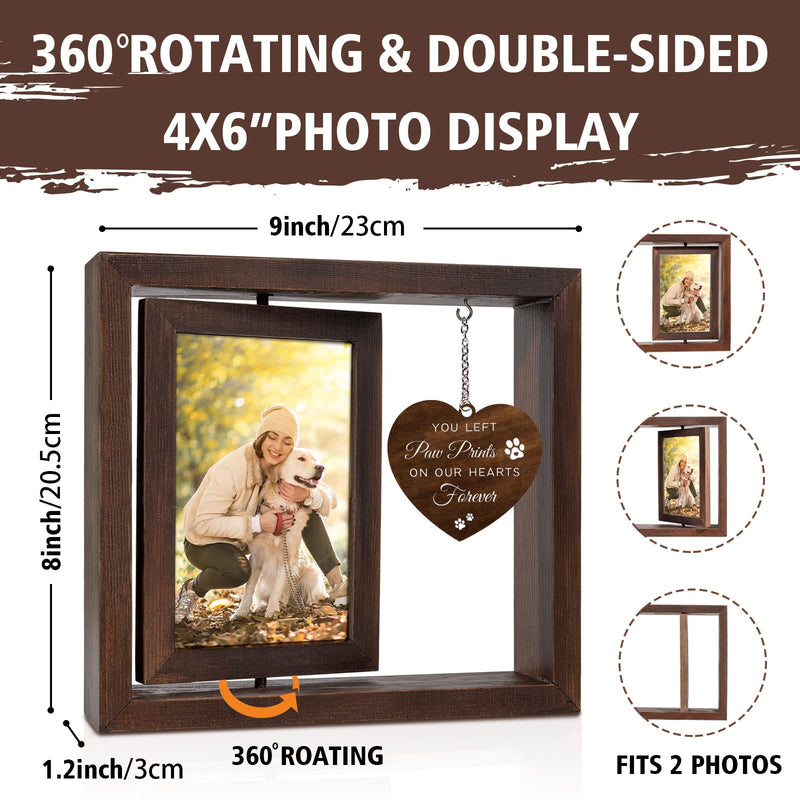 Dog Memorial Gifts for Loss of Dog - Rotating Wooden Picture Frame for 4x6 Photo - Pet Memorial Gifts for Dog Cat - Dog Loss Sympathy Bereavement Remembrance Gift - PawsPlanet Australia