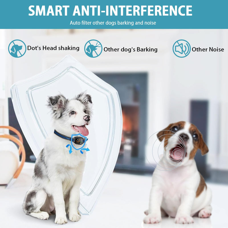 Bark Collar for Small Dogs,No Shock Anti Bark Collar with 3 Adjustable Modes Beep&Vibration,Barking Collar with 6 Adjustable Sensitivity Rechargeable Smart Training Collar (Blue) Blue - PawsPlanet Australia