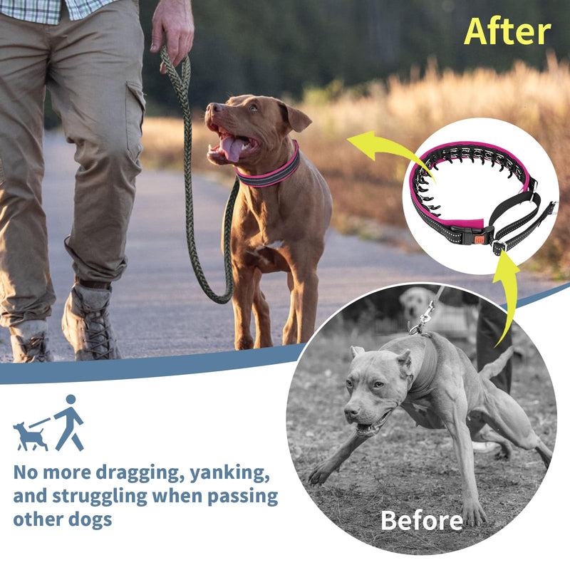 Mayerzon Martingale No Pull Collar for Medium Large Dogs, Patented Anti Pull Dog Collar with Buckle for Walking Training, with Neoprene Padding and Reflective Stitching, Adjustable(Hot Pink Trim, L) Black(Hot Pink Trim) Large,2.5mm,18.5"-23.5"Neck - PawsPlanet Australia