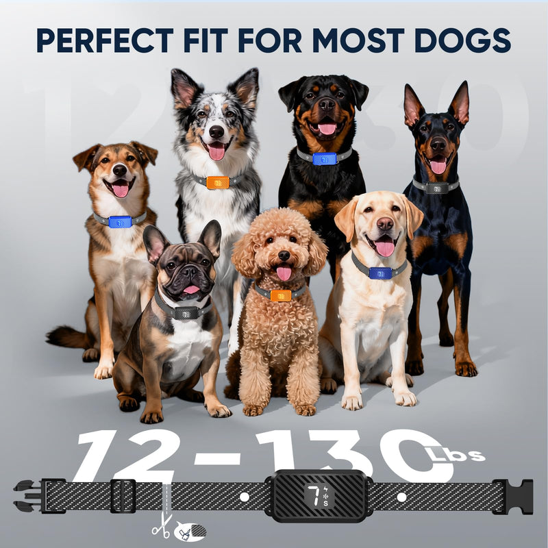 Dog Bark Collar for Large Medium Small Dogs, Effective No-Bark Collar, Smart Barking Collar, Rechargeable Bark Collar with 7 Sensitivity, 3 Modes, IP67 Waterproof, Black, 2 Pack - PawsPlanet Australia