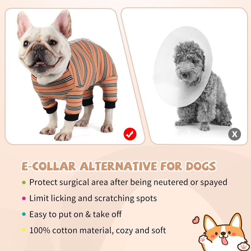 Dog Onesie for After Surgery Recovery Suit Pet Surgical Suit for Female Male Cone E-Collar Alternatives After Spay Abdominal Wounds Protector Dog Anti-Licking Onesie for Small Medium Dogs Brown - PawsPlanet Australia