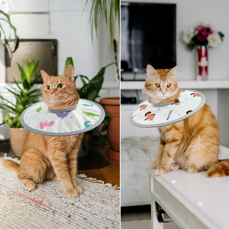 LOS ANDES Cat Recovery Collar, Adjustable Cat Protective Collar Alternative After Surgery, Protect Cat Neck Cones to Stop Licking Wound, Lightweight Elizabethan Collar for Kitten,Puppy M(for Neck 8.7-11.8inch) Dinosaur - PawsPlanet Australia