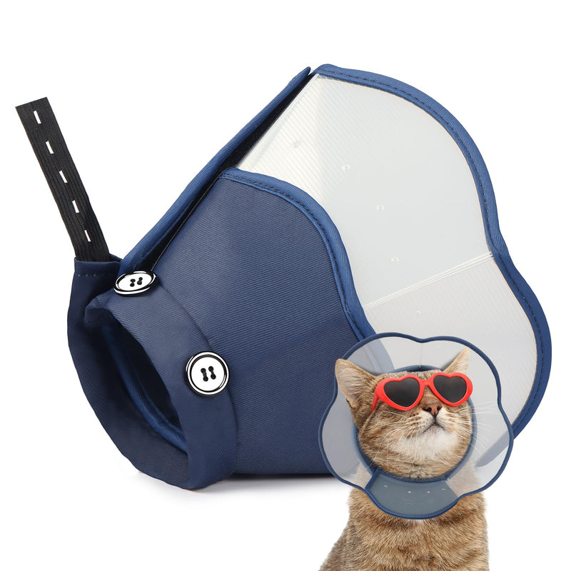 Cat Cone Collar Soft for Wound Healing for Large Cats(Exotic Shorthair Persian Ragdoll), Adjustable Breathable Head Recovery Cone Alternative, Air Surgery Cat Neck Cone Anti Scratch Licking Blue L(Circumference:7.87″-11″in)