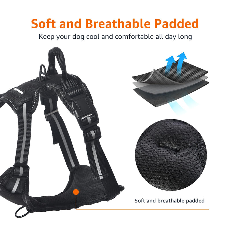 Amazon Basics No-Pull Dog Harness, Adjustable Soft Padded Vest with Reflective Stripes, X-Large, Black - PawsPlanet Australia