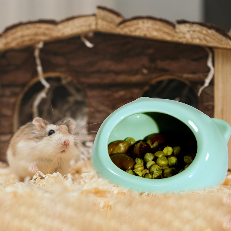 Small Animals Feeding Bowl Ceramic Hamster Bowl Food Water Tray preventing Spilling, Food Splashing and Chewing Feeding Tray for Gerbils Chinchillas Mice Ferrets Hedgehogs（Cyan） Cyan - PawsPlanet Australia