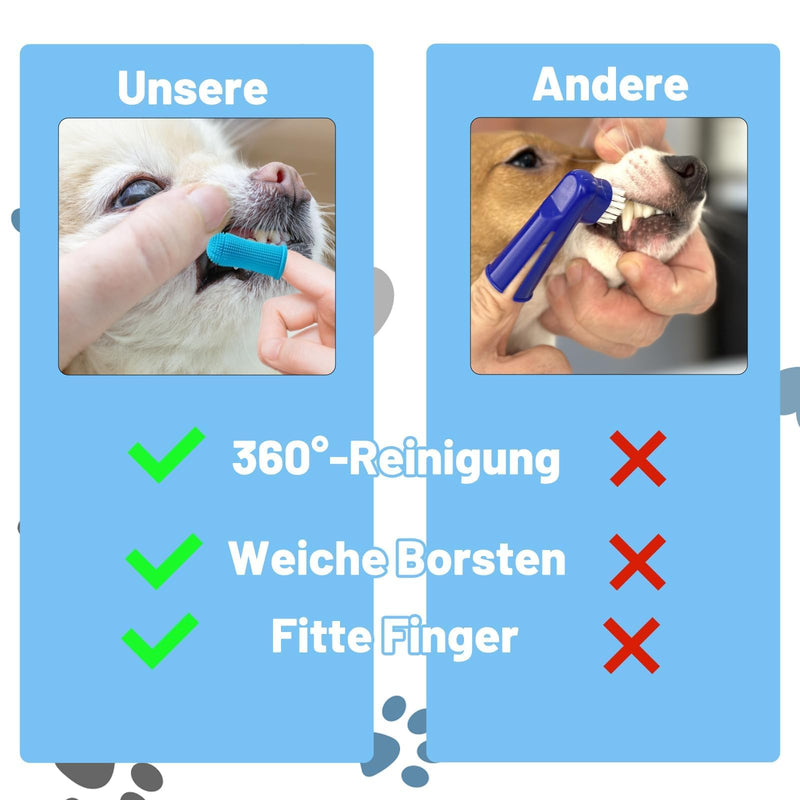 Dog Toothbrush, Dog Toothbrush, 8-Piece Set with Finger Toothbrushes and Double-Headed Toothbrush, Multi-Angle Teeth Cleaning Set for Small, Medium and Large Pets