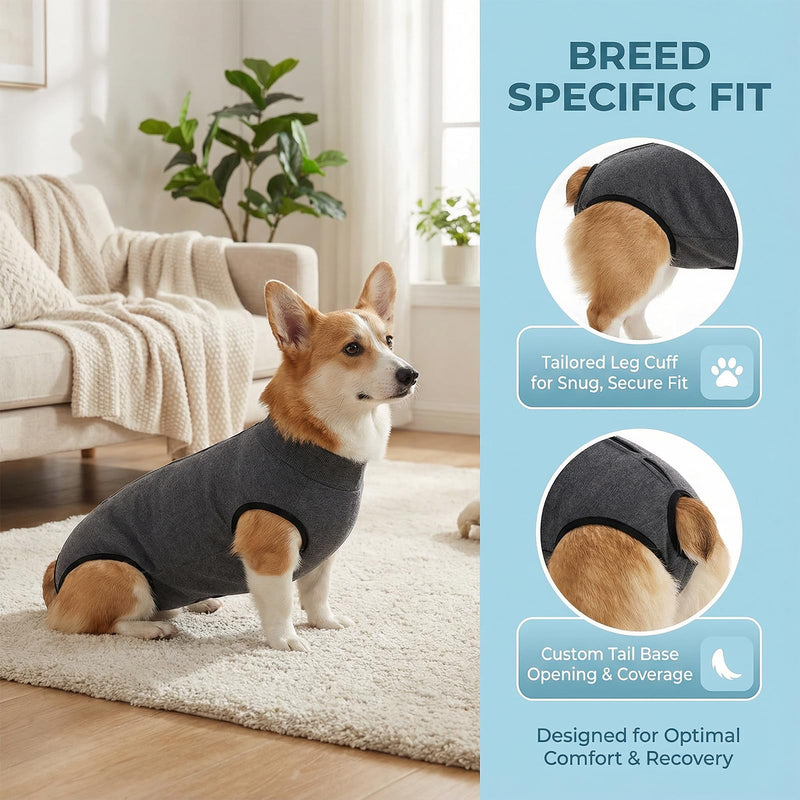 Post-operative dog bodysuit, medical bodysuit for dogs, wound protection recovery suit, anti-licking, e-collar alternative, breathable one-piece pet sleepsuit (A, M)