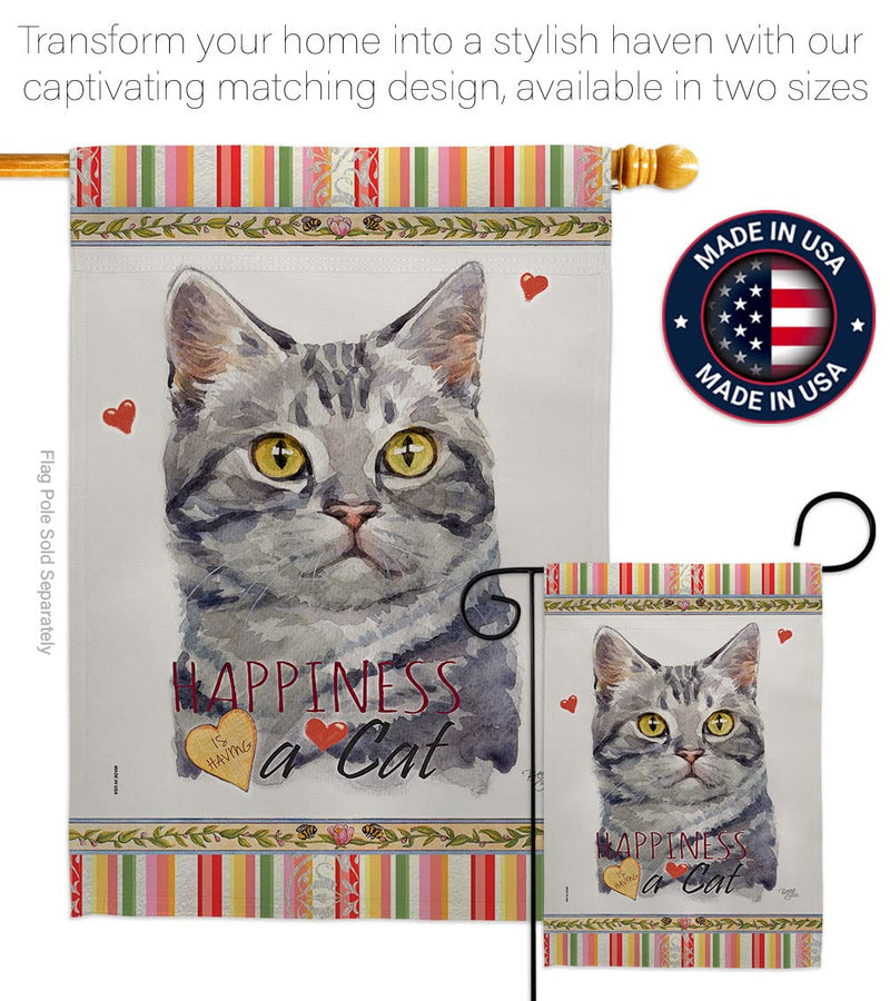 Breeze Decor Red American Short Hair Happiness House Flag-Pack Cat Kitten Meow Spoiled Paw Fur Pet Nature Farm Animal Creature Applique Banner Small Garden Yard Gift Double-Sided, Made in USA - PawsPlanet Australia