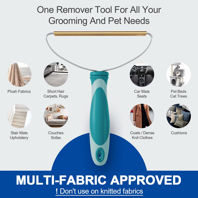 Dog Cat Hair Remover for Deep Cleaning, Lint Cleaner Pro, Pet Fur Removal Tool, Portable Carpet Scraper Rake, Fuzz Hairball Shaver Brush for Carpet, Car Mat, Couch, Pet Bed, Furniture, Rug Green & Grey - PawsPlanet Australia
