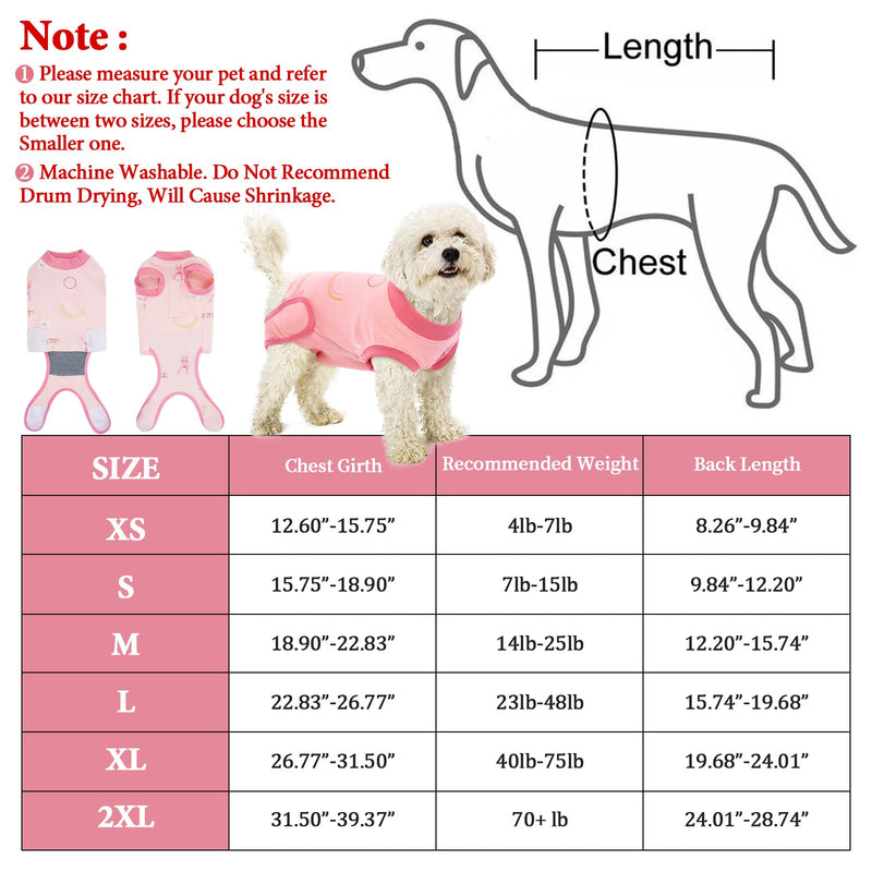 IDOMIK Recovery Suit for Dogs After Surgery, Soft Dog Surgery Suit for Female Dogs Cats, Small Medium Dog Onesie for Female Spay Surgery, Dog Cone Alternative Anti-Licking Abdominal Wound S(Chest Girth:15.75"-18.90") A-Pink cartoon - PawsPlanet Australia