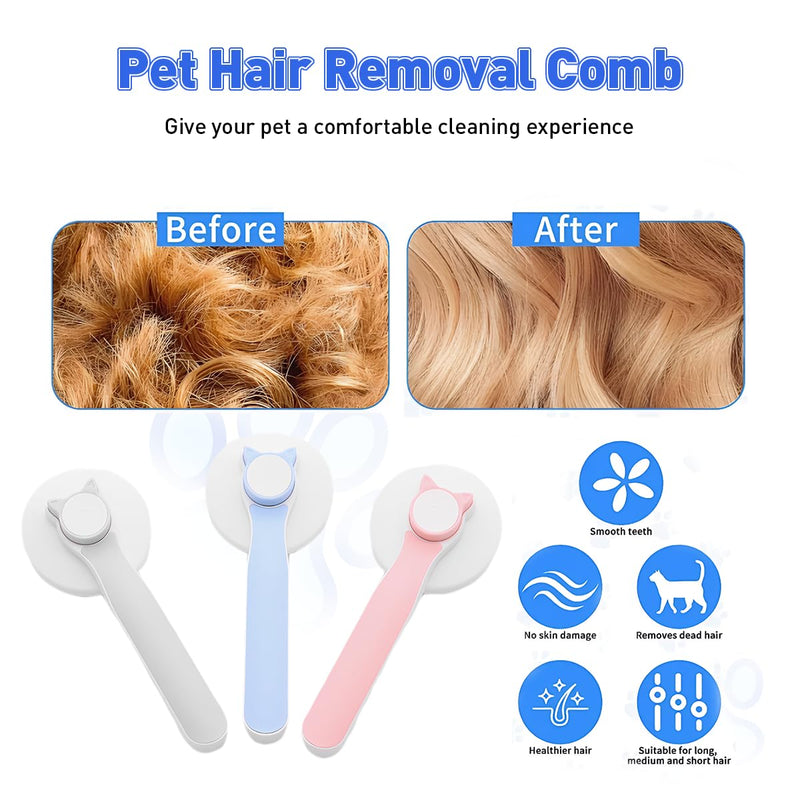 Cat Brush for Shedding, Pet Hair Remover Glove & Flea Comb, Grooming Brush for Long or Short Haired Cats, Kitten & Rabbit Massage Tool, Removes Loose Fur, Indoor Pet Accessories - PawsPlanet Australia