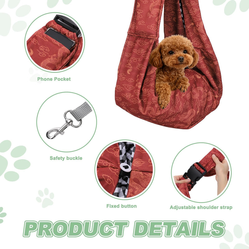 sourcing map Dog Sling Carrier for Small Dogs and Cats Up to 16.5 Lbs, Adjustable Buckle with Pocket Pet Cross Body Shoulder Bag, (Red, 1 Pcs) Intended for Outdoor Travel/Camp Red - PawsPlanet Australia