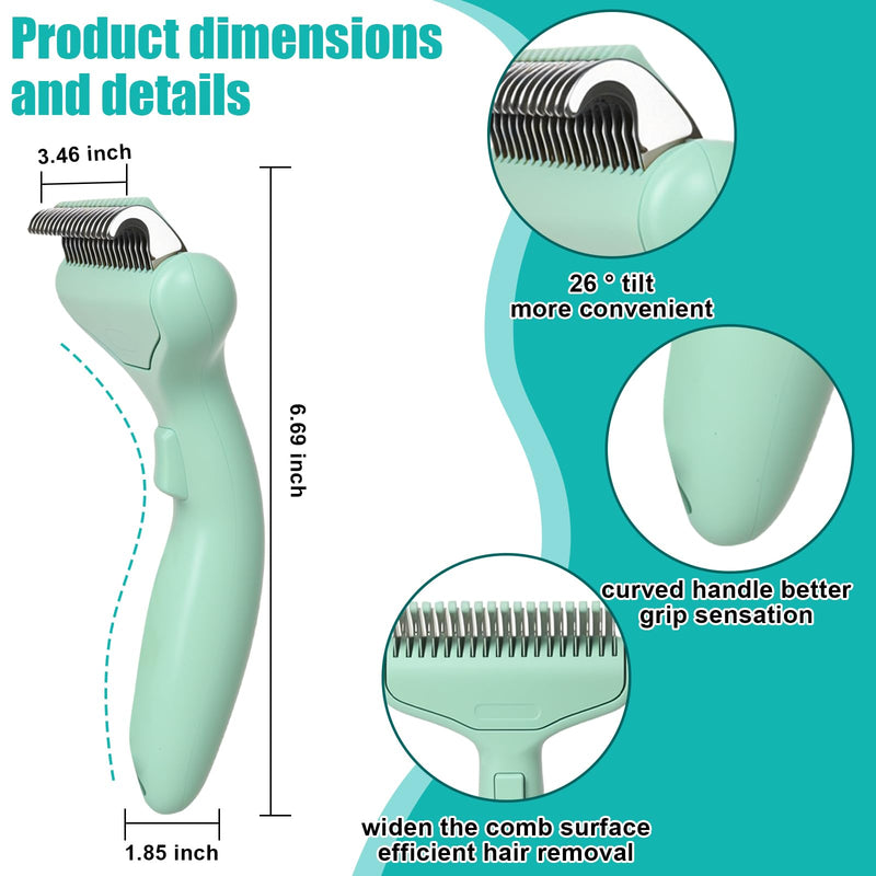 Dog & Cat Brush, Deshedding Brush with Easy Release Button, Premium Grooming Tool for Shed Control & Undercoat Removal, Ideal for Long/Short Haired Pets (Mint Green) Mint Green - PawsPlanet Australia