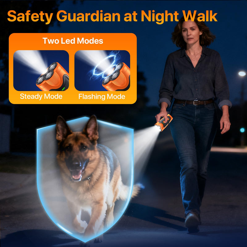 Dog Bark Deterrent Device – 3X Ultrasonic Anti Barking for Dogs, 6 Training Modes & 23FT Range, Rechargeable, Humane No-Shock Dog Training Tool for Stopping Neighbors Dogs Barks Indoor Outdoor Use Orange